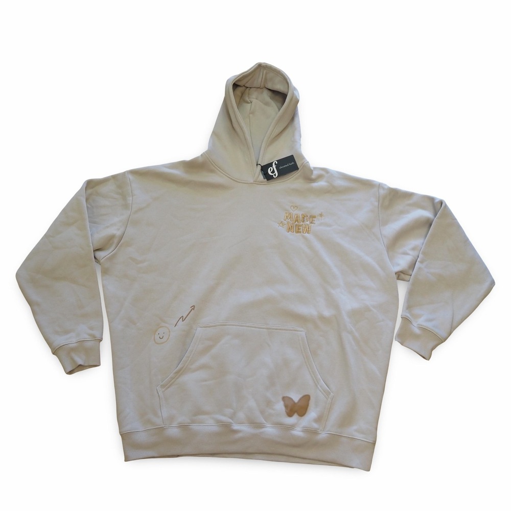 Elevated Faith Made New Hoodie 2XL XXL Cream Christian Embroidered NWT